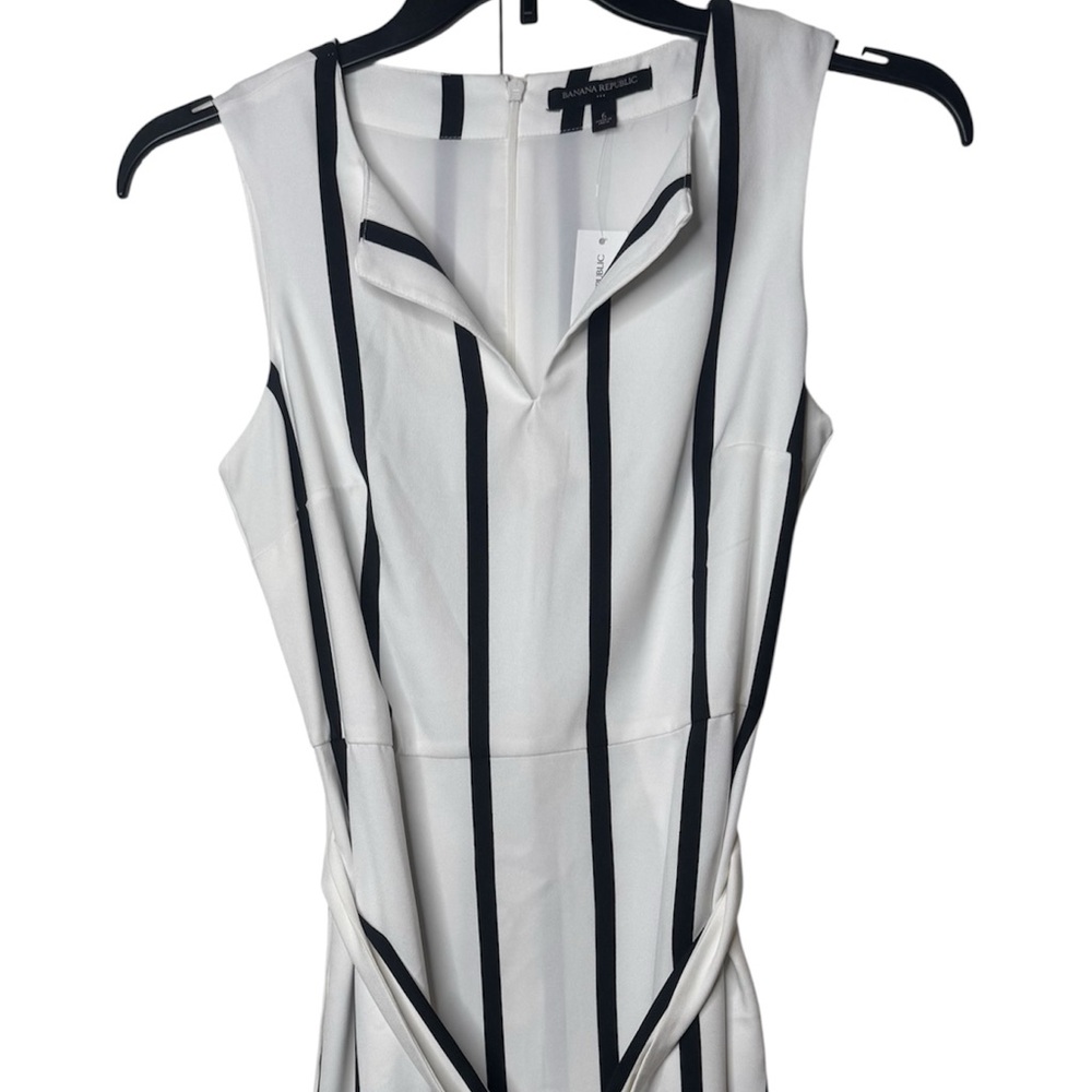 Banana Republic Black and White Striped Midi Dress